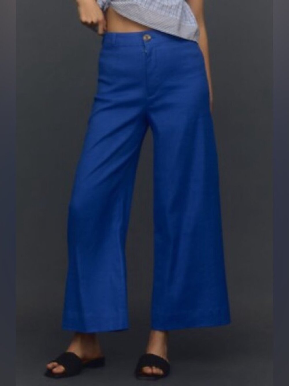 NWT Anthopologie Colette Ettie Linen Cropped Blue Pants-Size 26
